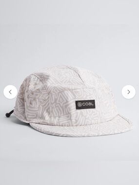 Coal Provo Five-Panel UPF Hat in Light Gray Abstract Print Khaki Scribble